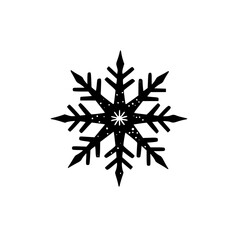 Minimalist Black Snowflake Design on White Background - Winter Holiday Graphic