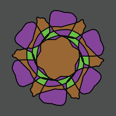 Abstract and fauna ceramic motif design with colorful colors on a gray background