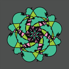 Abstract and fauna ceramic motif design with colorful colors on a gray background