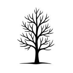 Obraz premium Minimalist Silhouette of a Bare Tree Against White