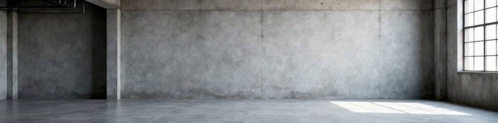 Modern industrial space with grey concrete wall and metal structure, industrial space, metal