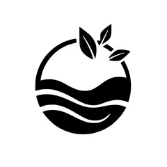 Eco-Friendly Circle Logo: Water, Leaves, and Nature