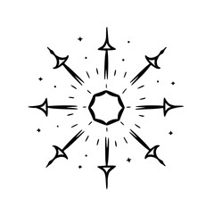 Hand-Drawn Sunburst Starburst Illustration: Celestial, Minimalist Design Element