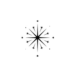 Retro Starburst Graphic on White Background, Black & White Minimal Design