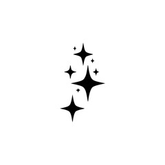 Black Starbursts on White, Minimalist Sparkle Icon