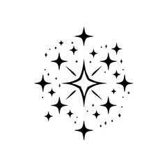 Celestial Starburst: Minimalist Black and White Sparkle Design