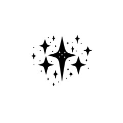 Sparkling Dark Stars, Vector Design Element on White