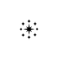 Black Starburst Circle Icon on White Background, Minimalist Design