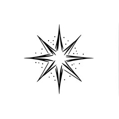Obraz premium Minimalist Starburst Logo: Black and White Vector Icon, Modern Design