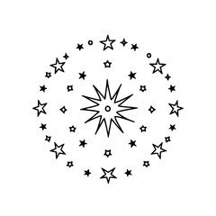 Celestial Circle: Hand-Drawn Star Burst Design