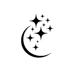 Obraz premium Celestial Sparkles: Crescent Moon & Starburst Vector Illustration