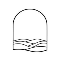 Minimalist Landscape in an Archway: Vector Illustration