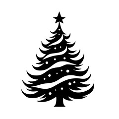 Fototapeta premium Minimalist Black Christmas Tree Silhouette on White Background