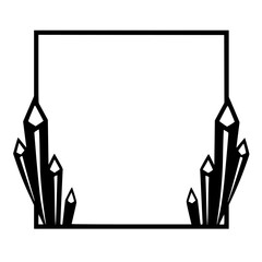 Geometric Crystal Frame Design - Minimalist Black and White Illustration