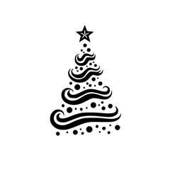 Stylized Christmas Tree Silhouette with Star - Minimalist Holiday Icon