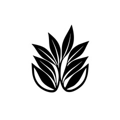 Minimalist Black Leaf Logo, Botanical Design, White Background