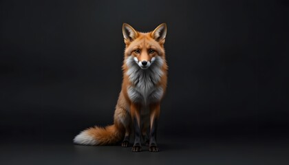 Obraz premium Focused Red Fox: Elegant Portrait Against Dark Backdrop.