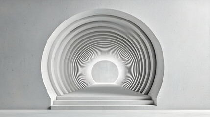Obraz premium Abstract Concrete Tunnel With White Archways