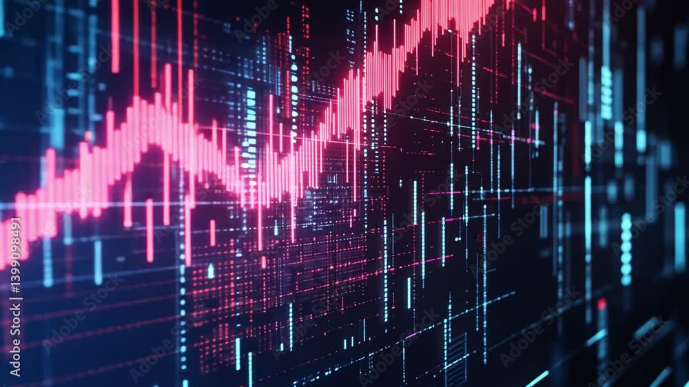 Aufkleber dynamic digital stock market graph analyzing financial trends and data visualization with vibrant co