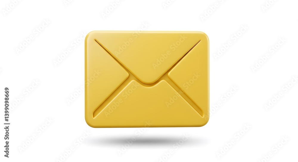Poster glossy yellow envelope icon for communication and message delivery