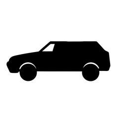 Silhouette of a black sport utility vehicle side view on white background