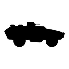 Silhouette of armored fighting vehicle for troop transport with mounted gun