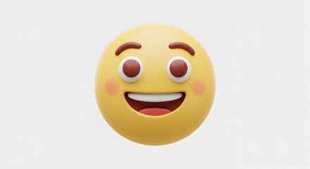 Fototapeta premium Charming 3D Rendering of a Cheerful Emoji with Rosy Cheeks and a Bright Smile
