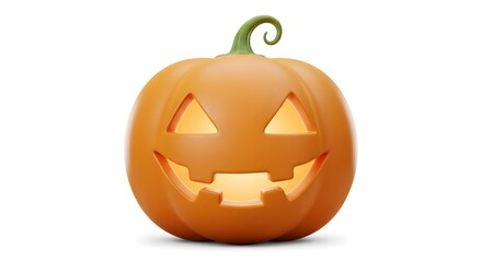 Eerily illuminated jack-o'-lantern with a mischievous grin on a white surface