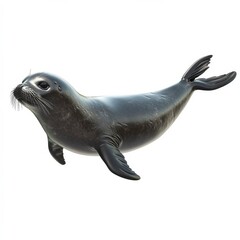 Naklejka premium Sleek seal glistening in the sunlight, a creature of the ocean depths gracefully captured in a moment of serene stillness.