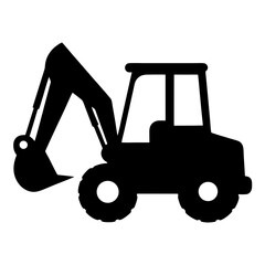 Silhouette of a construction digger, excavator, earth mover and heavy equipment © pixostudio