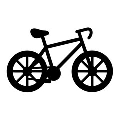 Simple Black Bicycle Illustration on White Background for Transportation Designs