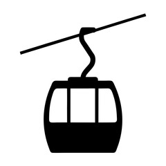Fototapeta premium Black and white vector image of a gondola lift system for travel