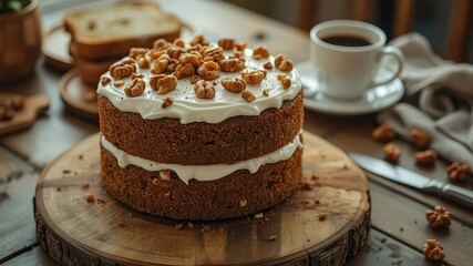 chocolate cake with coffee