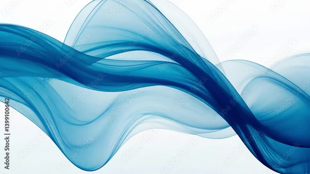 Poster serene and calming abstract design smooth, translucent blue waves with gentle curves evoking fluidit