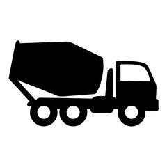Simple Black Silhouette of a Cement Truck on a White Background