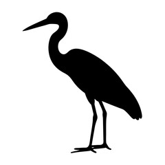 Obraz premium Silhouette of a Stately Heron Standing Alert on a White Background