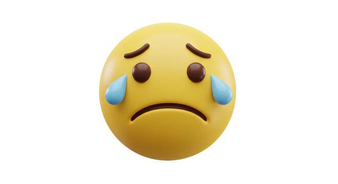 Emotional 3D Crying Smiley Face Emoticon with Expressive Tears and Sadness - Powered by Adobe