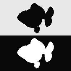 silhouette of goldfish vector design with black and white background