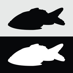 silhouette of goldfish vector design with black and white background