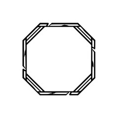 Geometric Octagon Frame, Black Lines on White, Minimalist Design