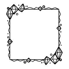 Geometric Diamond Frame: Hand-Drawn Border, Minimalist Design, Editable Vector