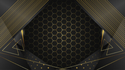Black and Gold Luxury Abstract Background for Background Slide etc