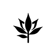 Minimalist Black Flower Icon on White Background