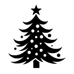 Obraz premium Minimalist Black & White Christmas Tree Icon