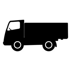 Silhouette of a black flatbed truck ready for delivery and transportation