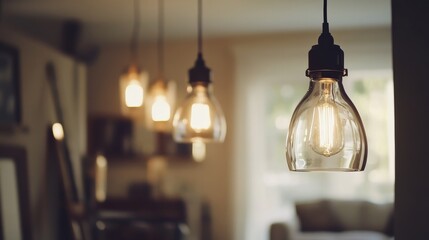 An electrician installing light fixtures in a living room. Featuring focus and care