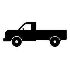 Silhouette of a classic pickup truck viewed from the side perspective © pixostudio