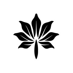 Black and White Leaf Logo: Minimalist Floral Design on Textured White