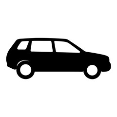 Side view black silhouette of a station wagon car illustration icon