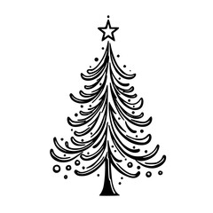 Elegant Black & White Christmas Tree Illustration
